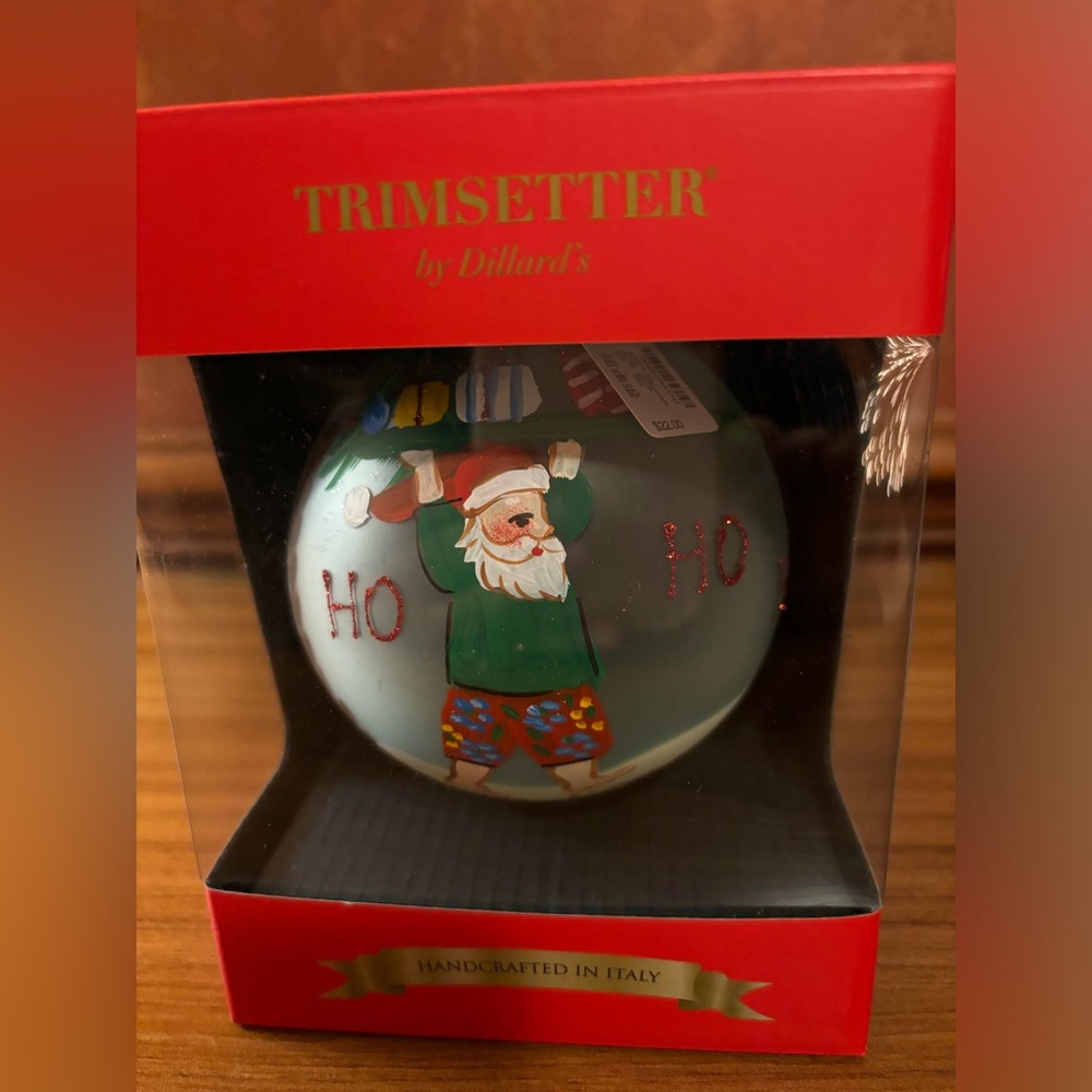 Dillards Trimsetter Glass Ball Ornament Made in Italy Santa Beach NIB